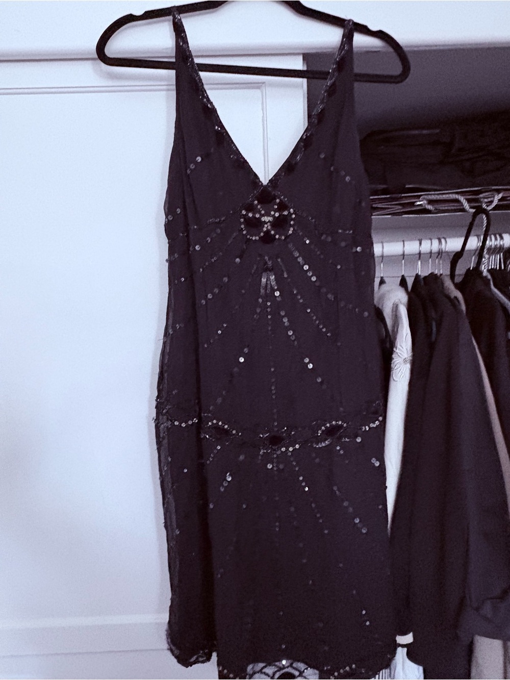 Eva Blue Black Sequin Evening Dress